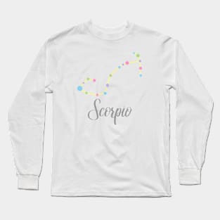 Scorpio Zodiac Constellation in Rainbow Pastels Long Sleeve T-Shirt